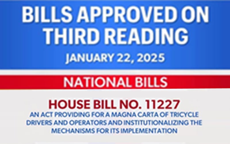 Magna Carta of Tricycle Drivers and Operators: APROBADO NA!