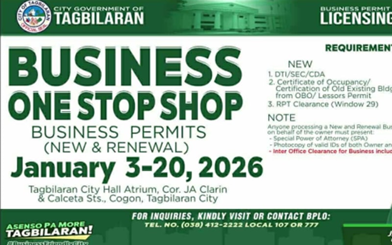 Tagbilaran City’s Business-One-Stop-Shop kicks off Jan 3