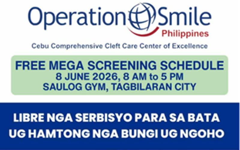 Tagbilaran and Operation Smile offer free cleft lip and palate screening on June 8